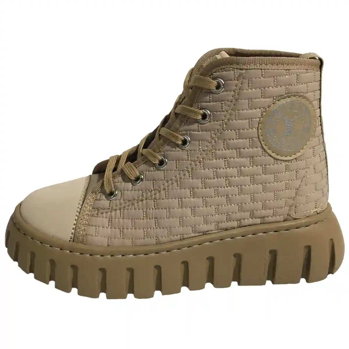 نیم بوت دخترانه زنانه کاپشنی (شمعی) لویی ویتون LV  رنگ موکا نسکافه‌ای